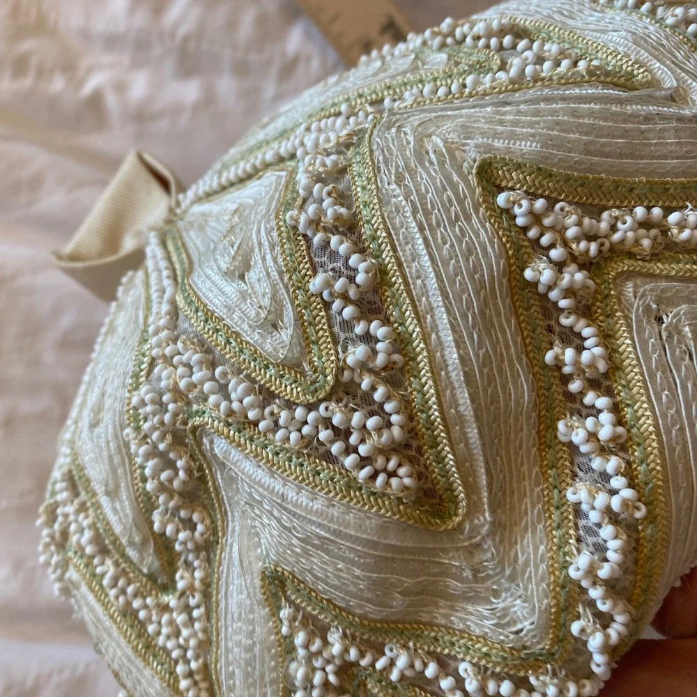 Gladys & Belle Ivory Beaded Soutache Halo Beret Cocktail‎ Hat Bridal OS